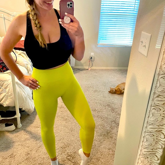 Neon Ribbed Super High Waisted Leggings 